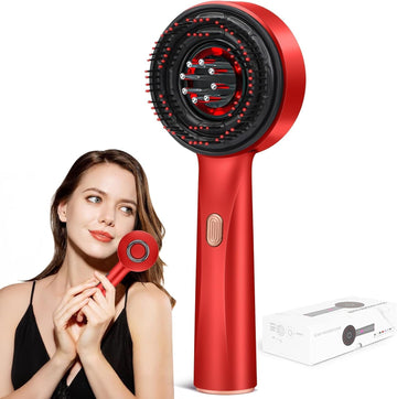 Electric Scalp Massager Brush, Waterproof Scalp Oil Applicator (Red)